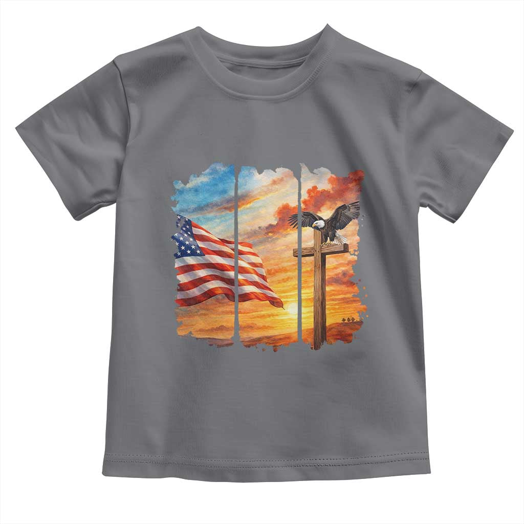 Faith And Freedom Christian American Flag Eagle Toddler T Shirt American Faith Pride
