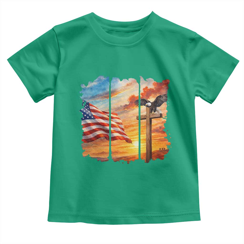 Faith And Freedom Christian American Flag Eagle Toddler T Shirt American Faith Pride