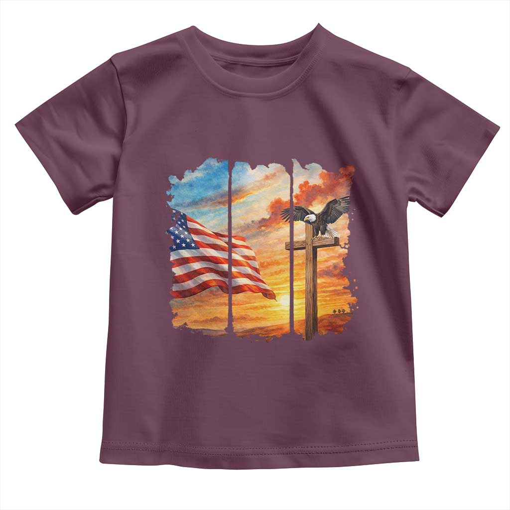 Faith And Freedom Christian American Flag Eagle Toddler T Shirt American Faith Pride