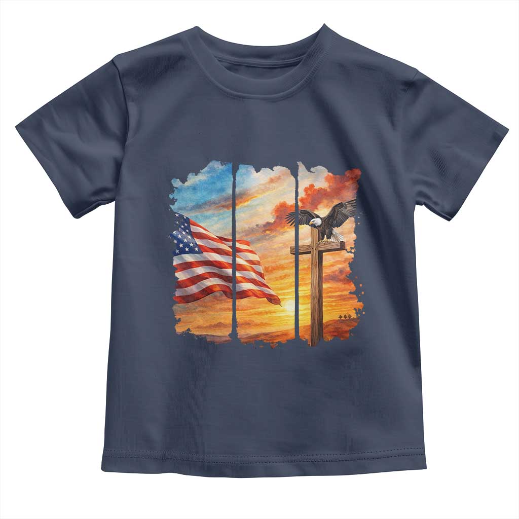 Faith And Freedom Christian American Flag Eagle Toddler T Shirt American Faith Pride