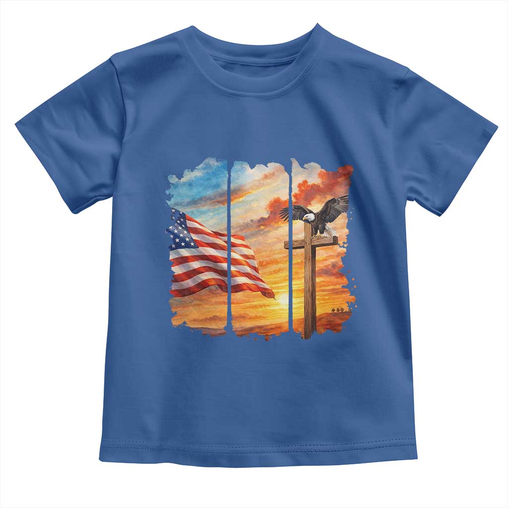Faith And Freedom Christian American Flag Eagle Toddler T Shirt American Faith Pride