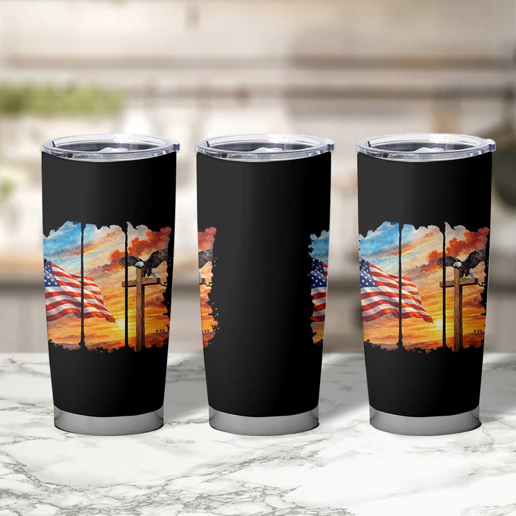 Faith And Freedom Christian American Flag Eagle Tumbler Cup American Faith Pride