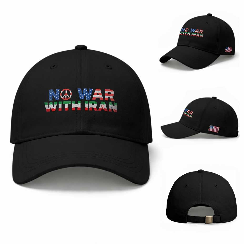 No War USA Iran Flag Baseball Cap Iranian Freedom Peace Advocate Gift