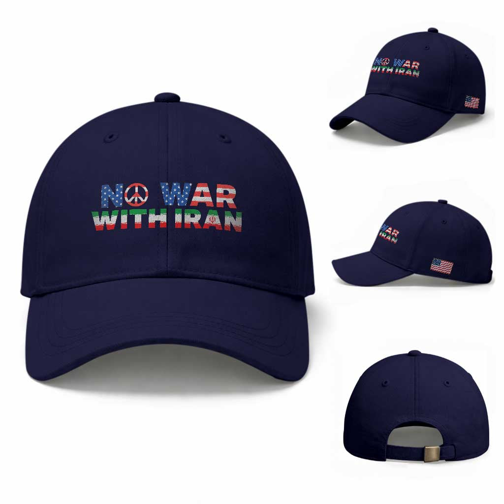 No War USA Iran Flag Baseball Cap Iranian Freedom Peace Advocate Gift