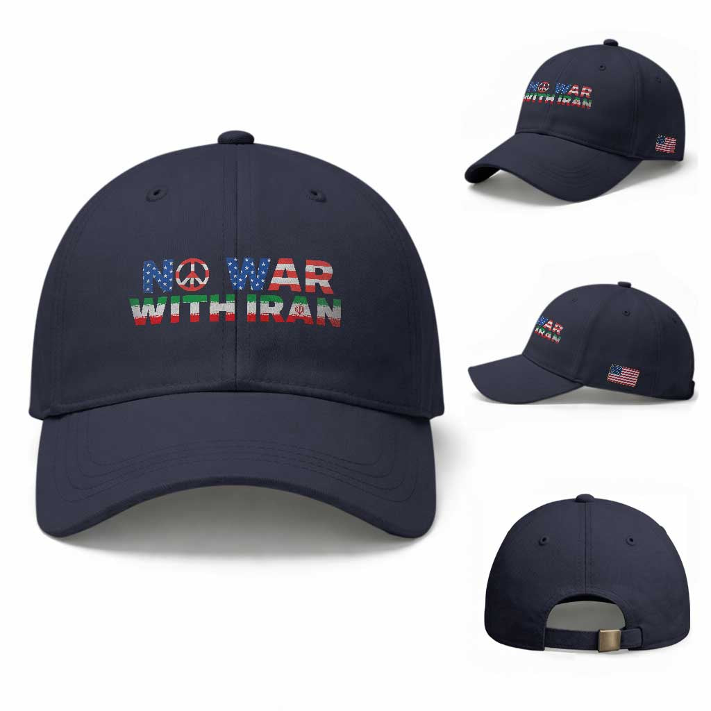 No War USA Iran Flag Baseball Cap Iranian Freedom Peace Advocate Gift
