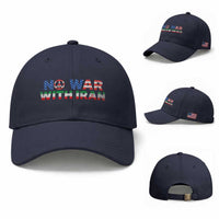 No War USA Iran Flag Baseball Cap Iranian Freedom Peace Advocate Gift