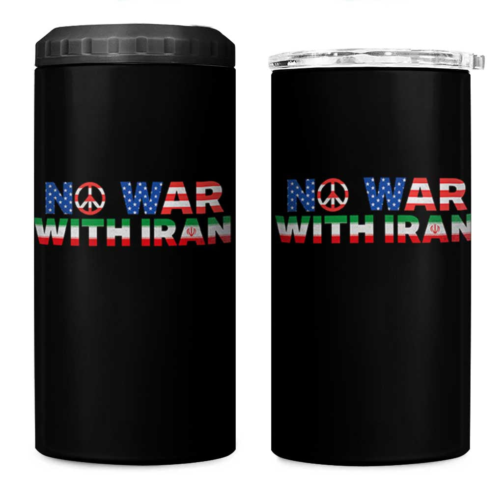 No War USA Iran Flag 4 in 1 Can Cooler Tumbler Iranian Freedom Peace Advocate Gift