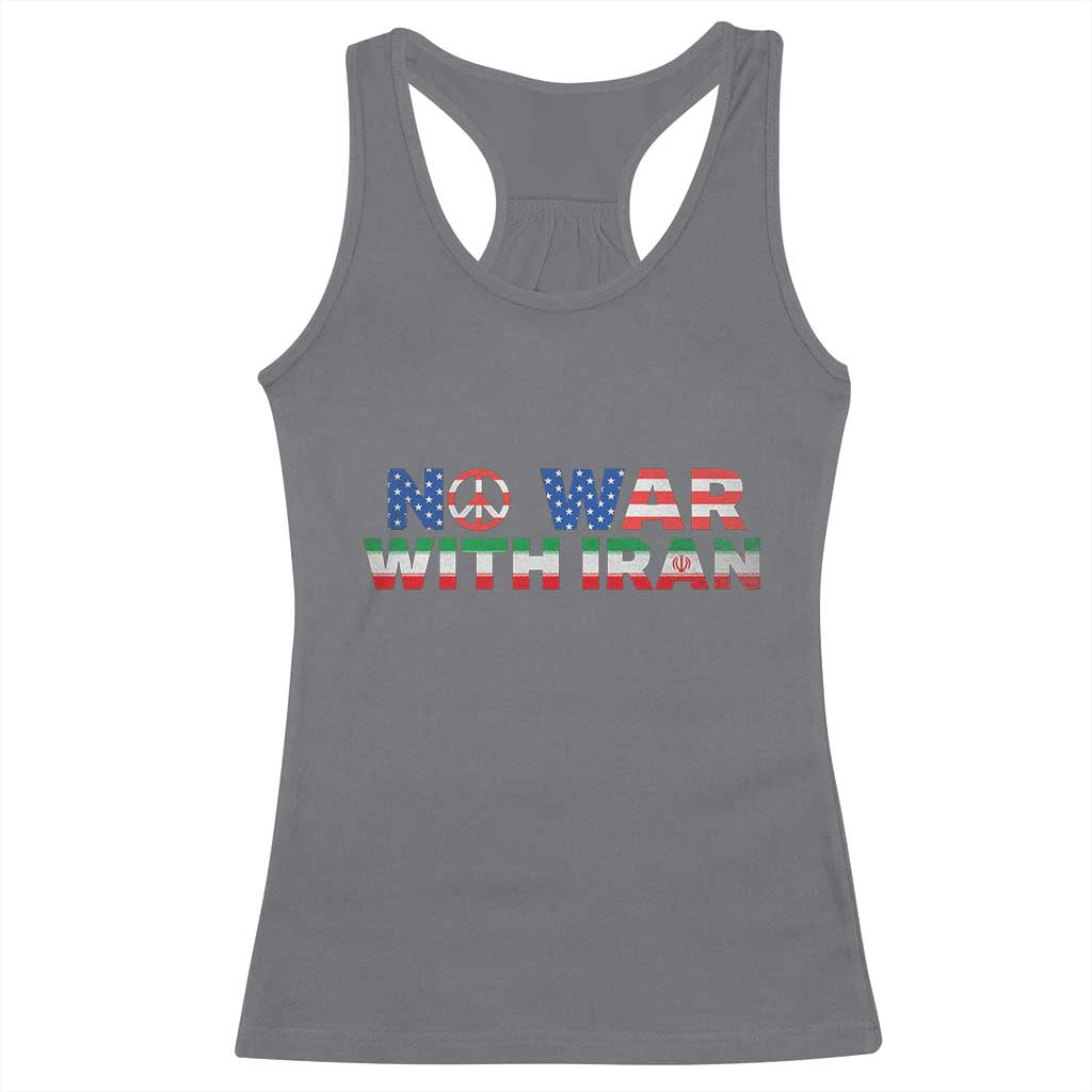 No War USA Iran Flag Racerback Tank Top Iranian Freedom Peace Advocate Gift