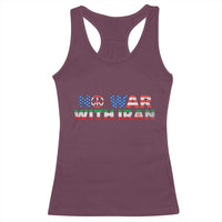 No War USA Iran Flag Racerback Tank Top Iranian Freedom Peace Advocate Gift