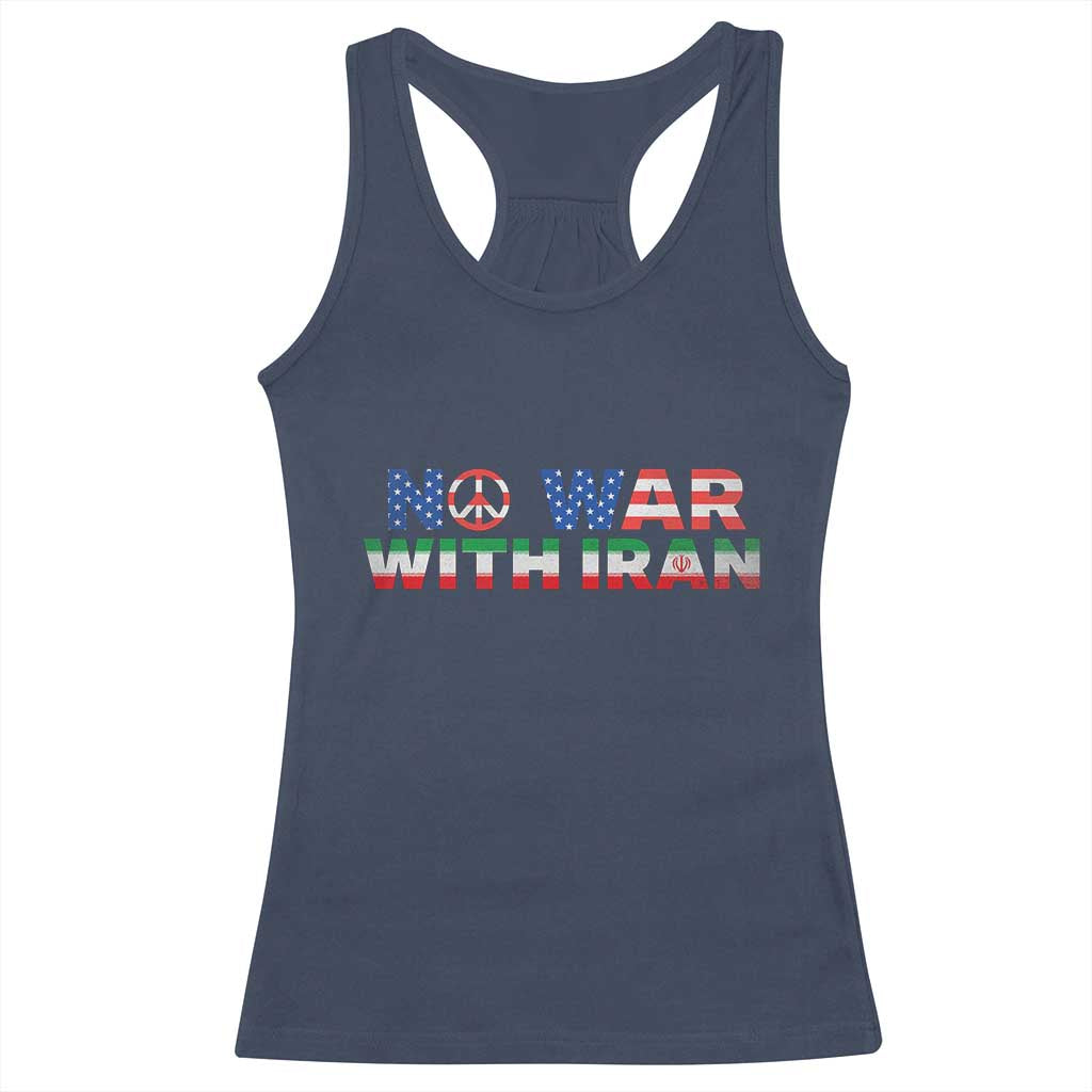 No War USA Iran Flag Racerback Tank Top Iranian Freedom Peace Advocate Gift