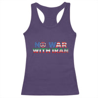 No War USA Iran Flag Racerback Tank Top Iranian Freedom Peace Advocate Gift