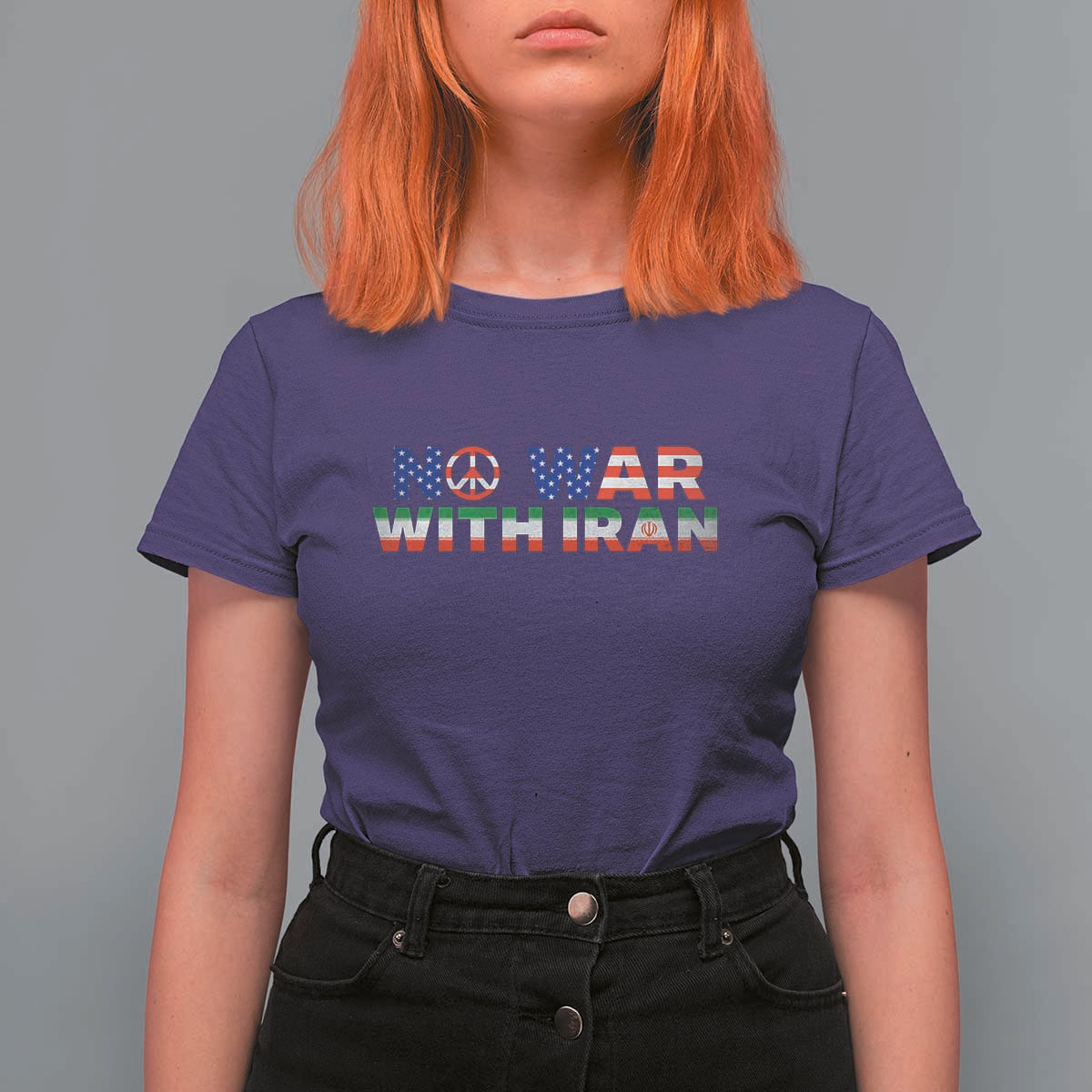 No War USA Iran Flag T Shirt For Women Iranian Freedom Peace Advocate Gift