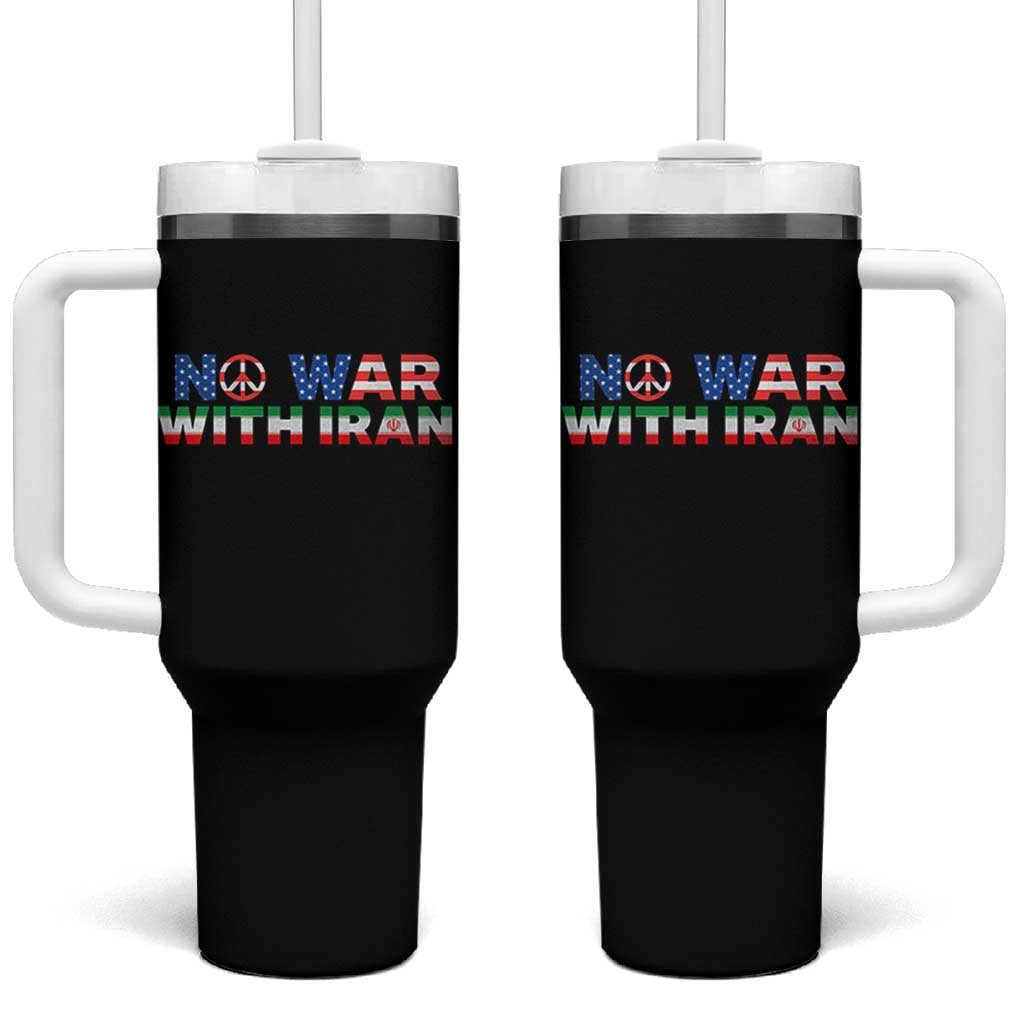 No War USA Iran Flag Tumbler With Handle Iranian Freedom Peace Advocate Gift