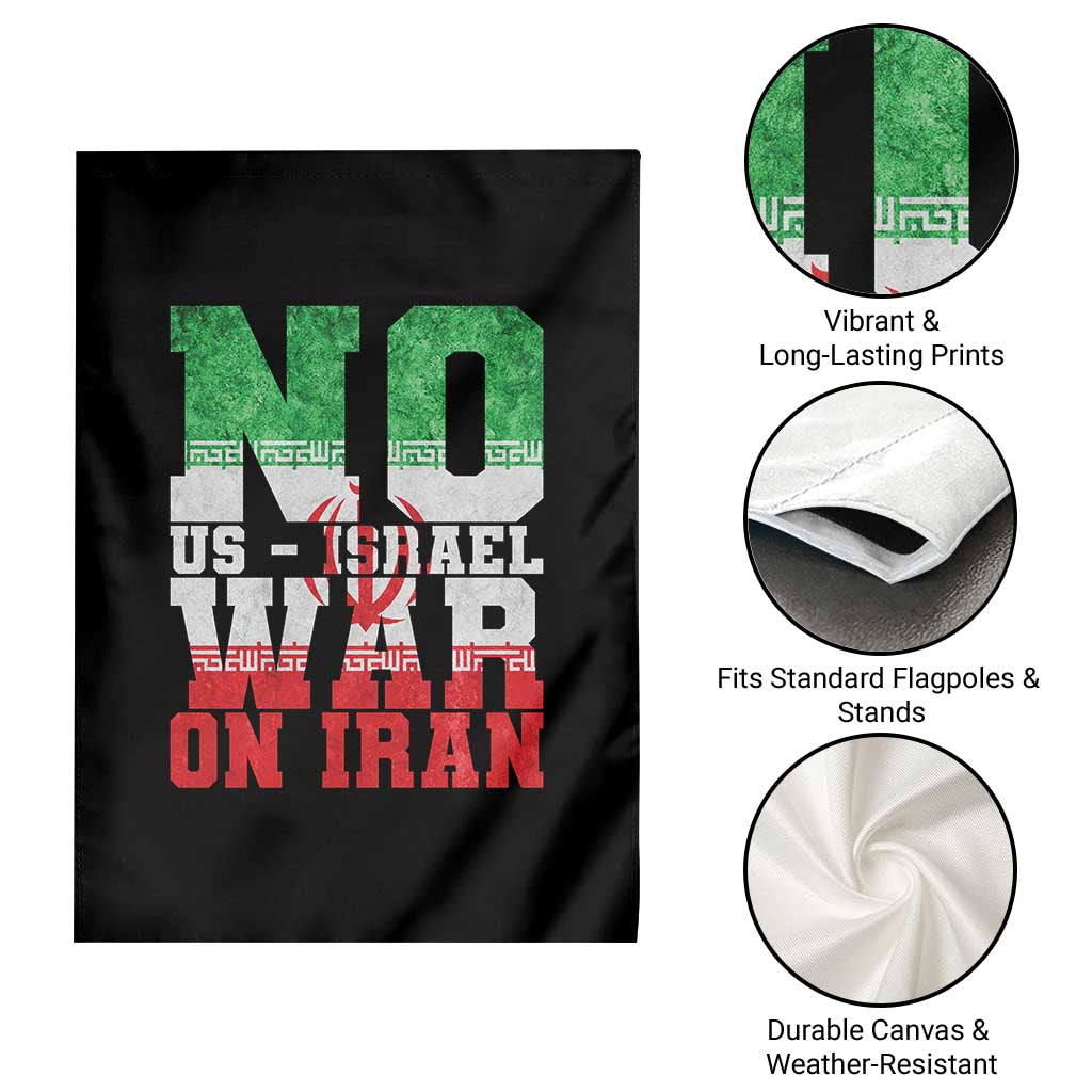 No Us Israel War On Iran Garden Flag Anti War Political Protest Statement