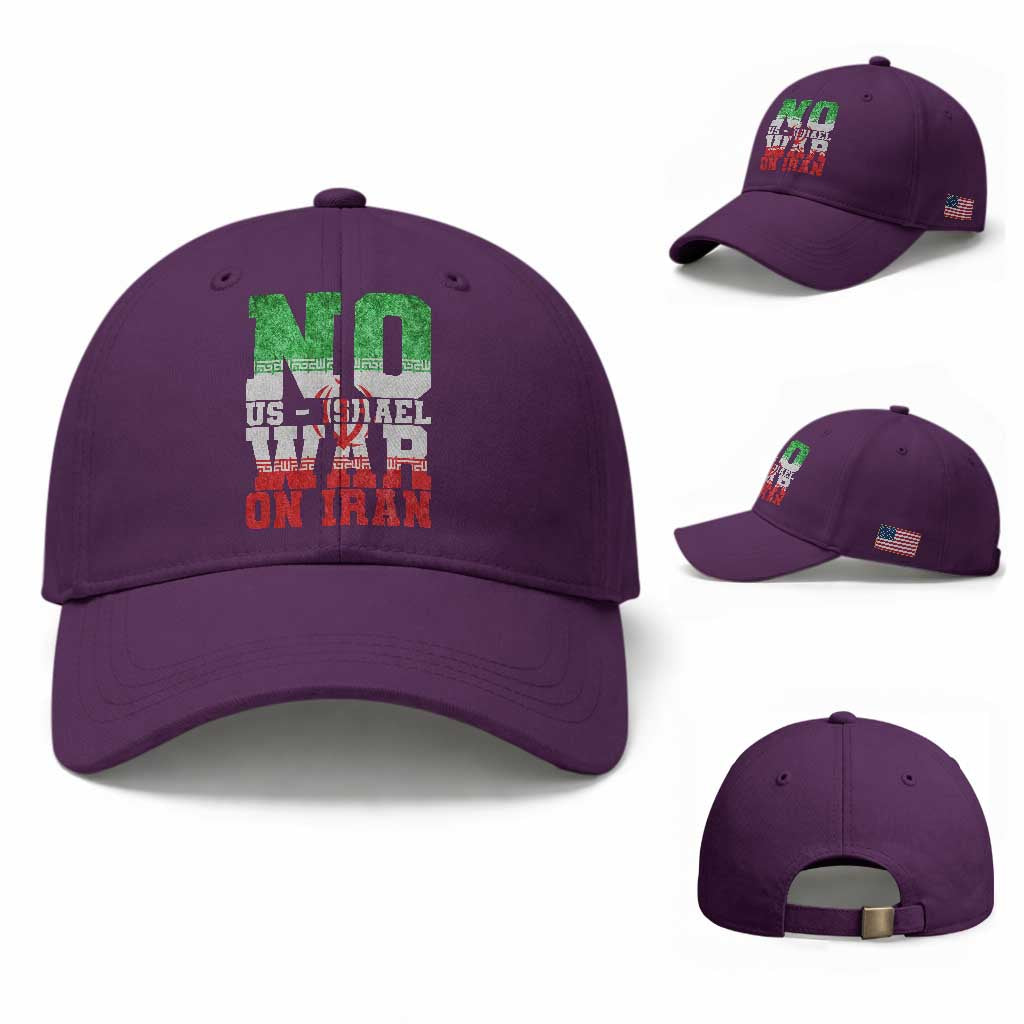 No Us Israel War On Iran Baseball Cap Anti War Political Protest Statement