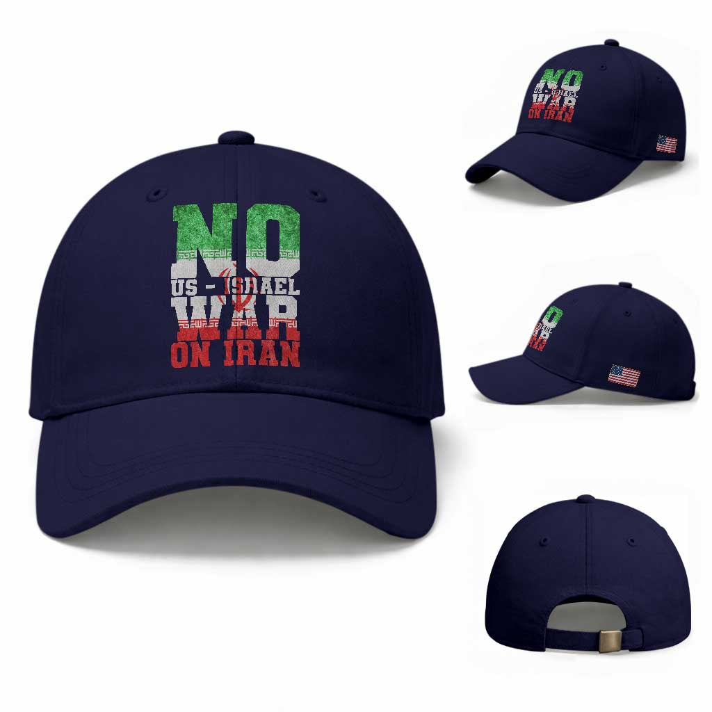 No Us Israel War On Iran Baseball Cap Anti War Political Protest Statement