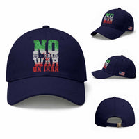 No Us Israel War On Iran Baseball Cap Anti War Political Protest Statement