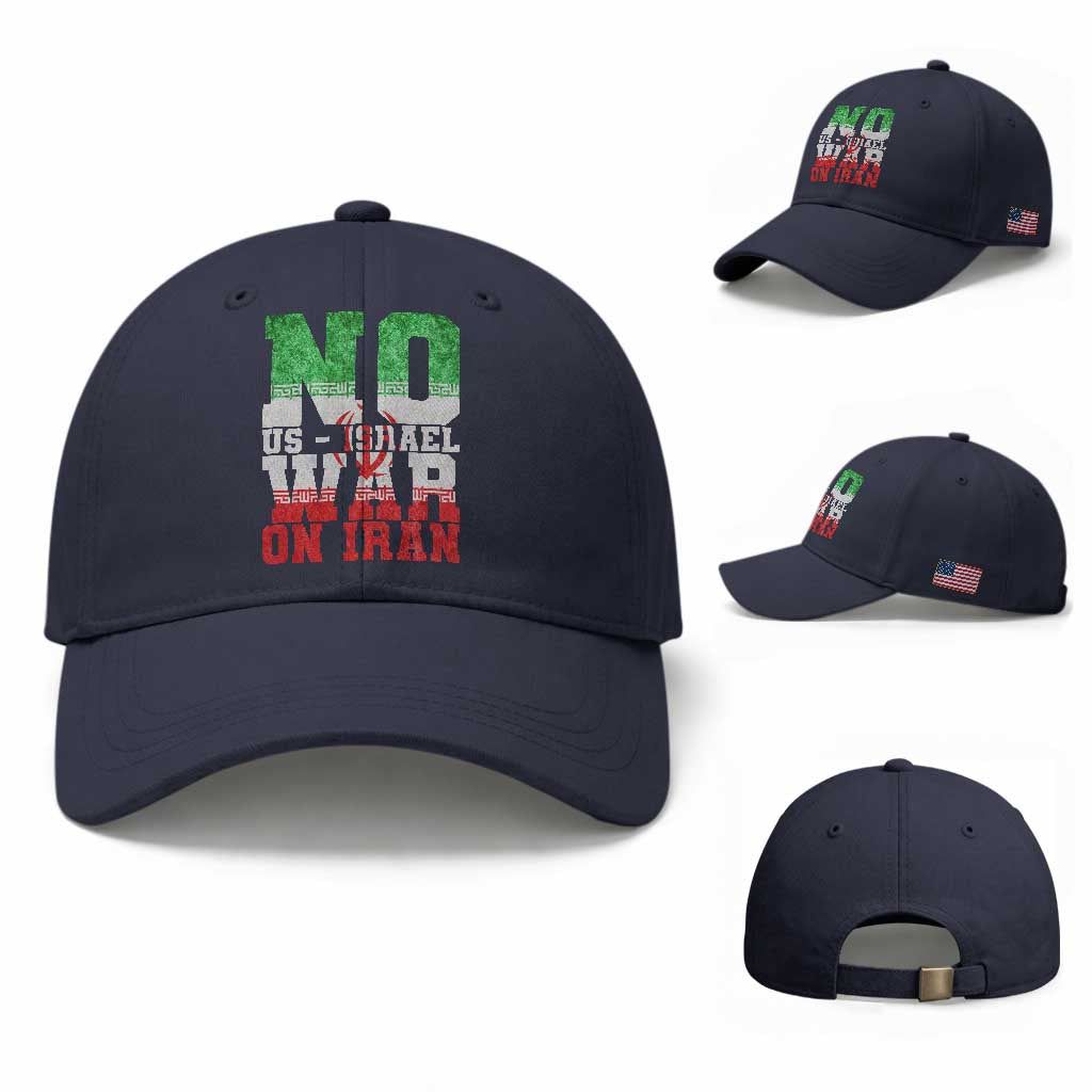 No Us Israel War On Iran Baseball Cap Anti War Political Protest Statement