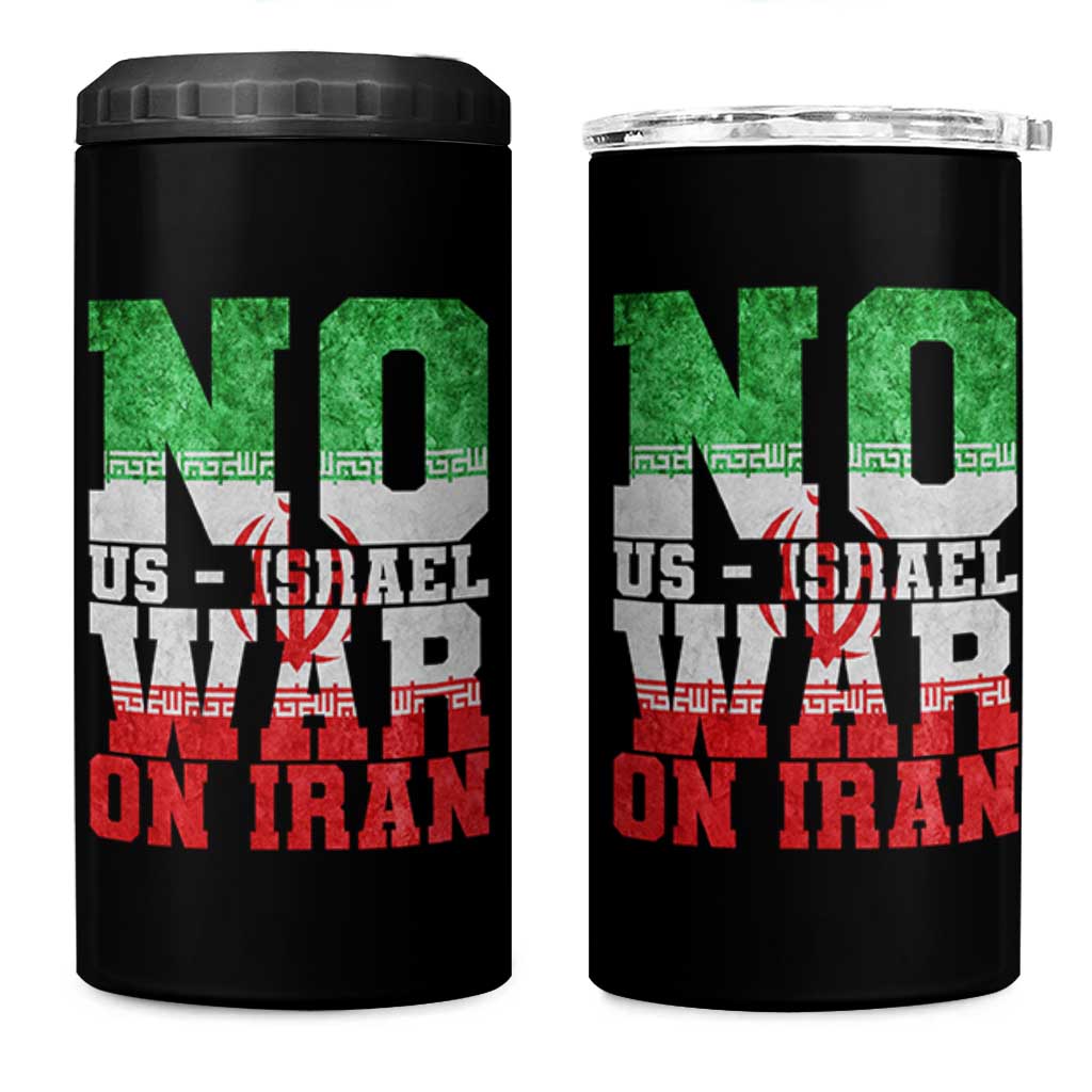 No Us Israel War On Iran 4 in 1 Can Cooler Tumbler Anti War Political Protest Statement