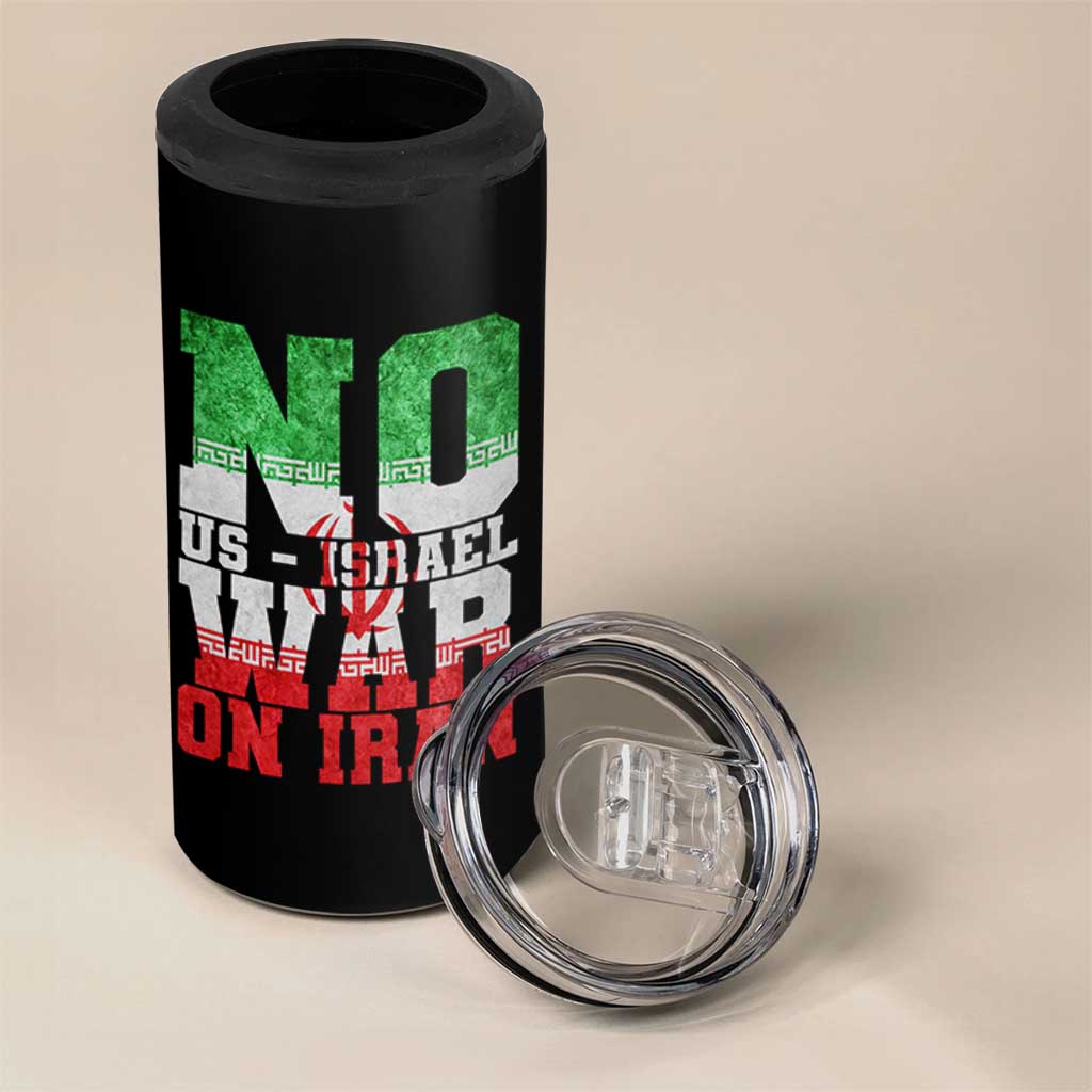 No Us Israel War On Iran 4 in 1 Can Cooler Tumbler Anti War Political Protest Statement