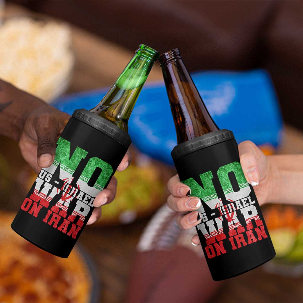 No Us Israel War On Iran 4 in 1 Can Cooler Tumbler Anti War Political Protest Statement