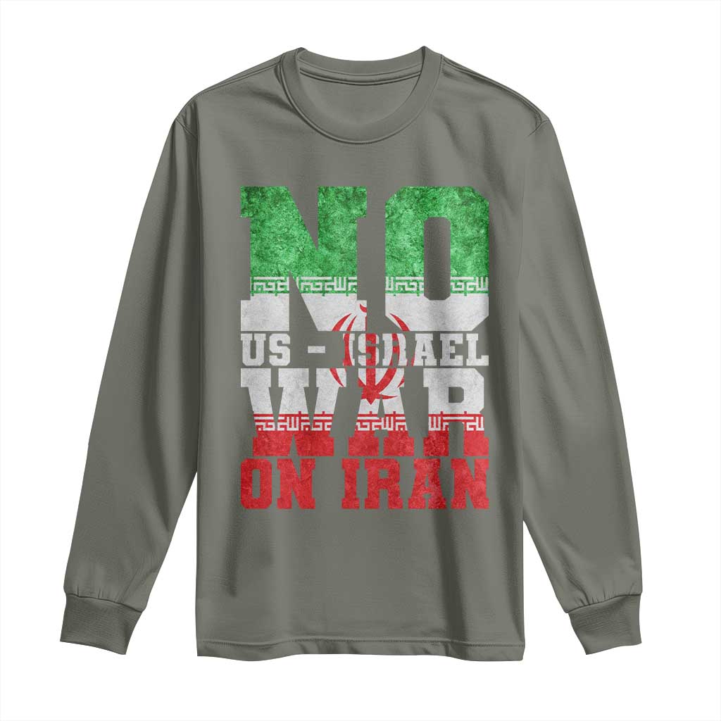 No Us Israel War On Iran Long Sleeve Shirt Anti War Political Protest Statement