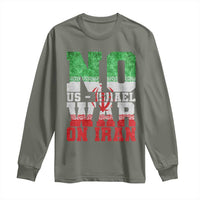No Us Israel War On Iran Long Sleeve Shirt Anti War Political Protest Statement