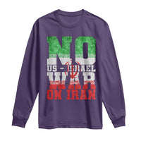No Us Israel War On Iran Long Sleeve Shirt Anti War Political Protest Statement