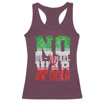No Us Israel War On Iran Racerback Tank Top Anti War Political Protest Statement
