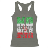 No Us Israel War On Iran Racerback Tank Top Anti War Political Protest Statement