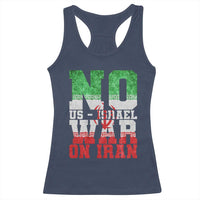 No Us Israel War On Iran Racerback Tank Top Anti War Political Protest Statement