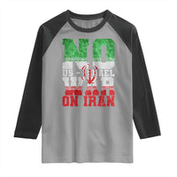 No Us Israel War On Iran Raglan Shirt Anti War Political Protest Statement