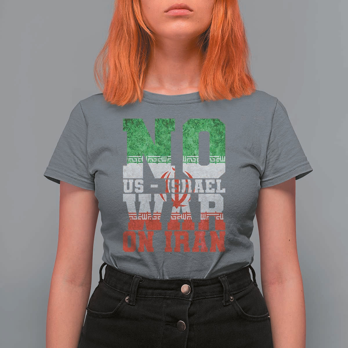 No Us Israel War On Iran T Shirt For Women Anti War Political Protest Statement