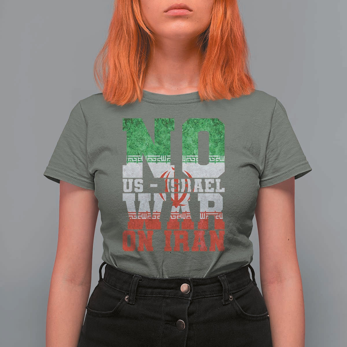 No Us Israel War On Iran T Shirt For Women Anti War Political Protest Statement