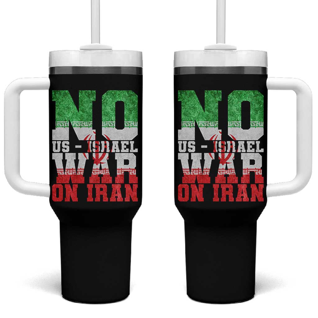 No Us Israel War On Iran Tumbler With Handle Anti War Political Protest Statement