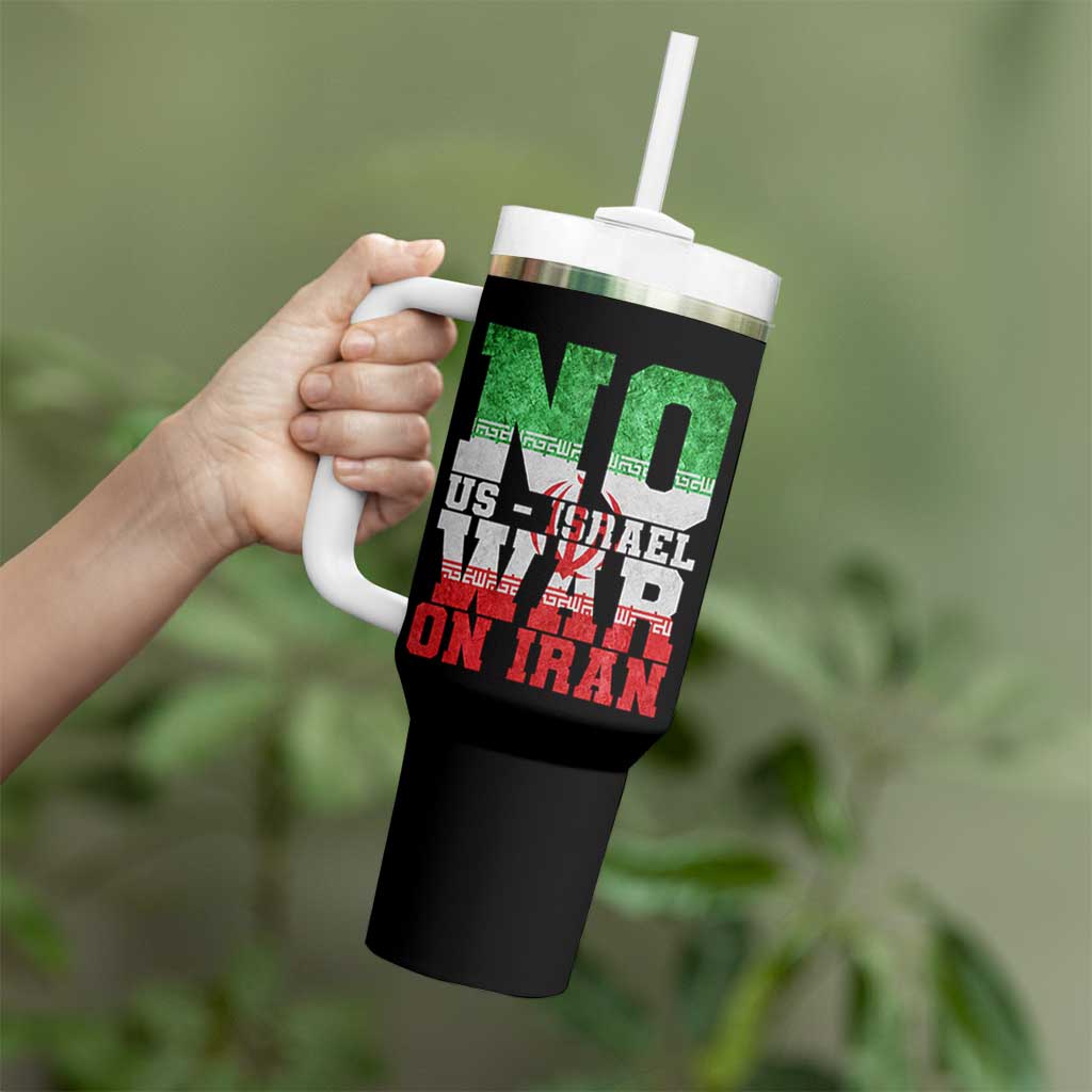 No Us Israel War On Iran Tumbler With Handle Anti War Political Protest Statement