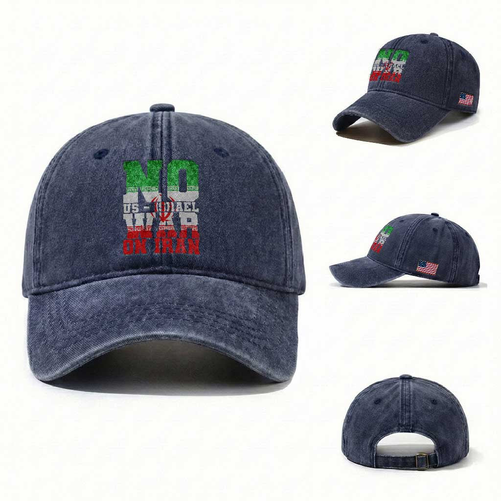 No Us Israel War On Iran Washed Cotton Baseball Cap Anti War Political Protest Statement