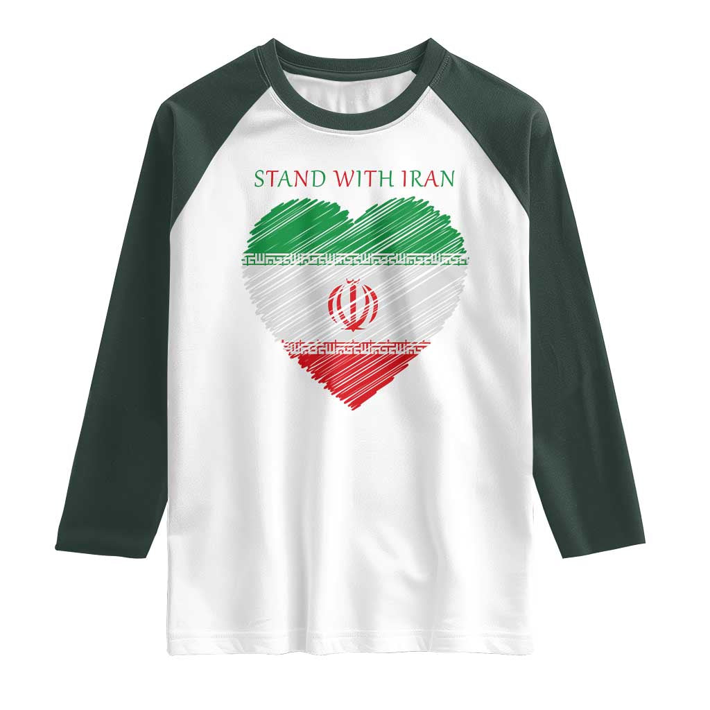 Stand With Iran Raglan Shirt Anti War Political Protest Statement