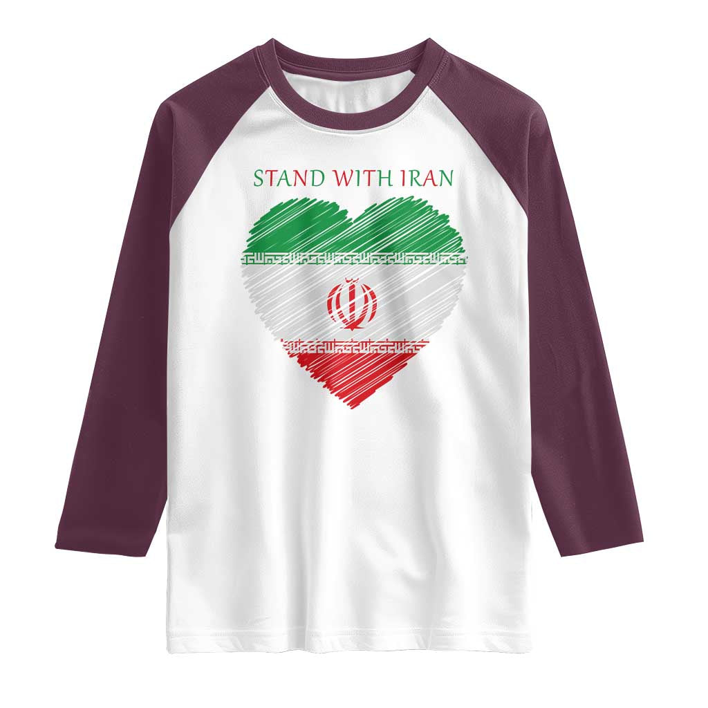 Stand With Iran Raglan Shirt Anti War Political Protest Statement