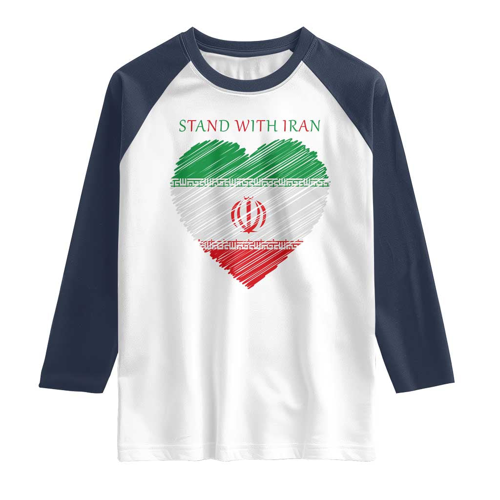 Stand With Iran Raglan Shirt Anti War Political Protest Statement