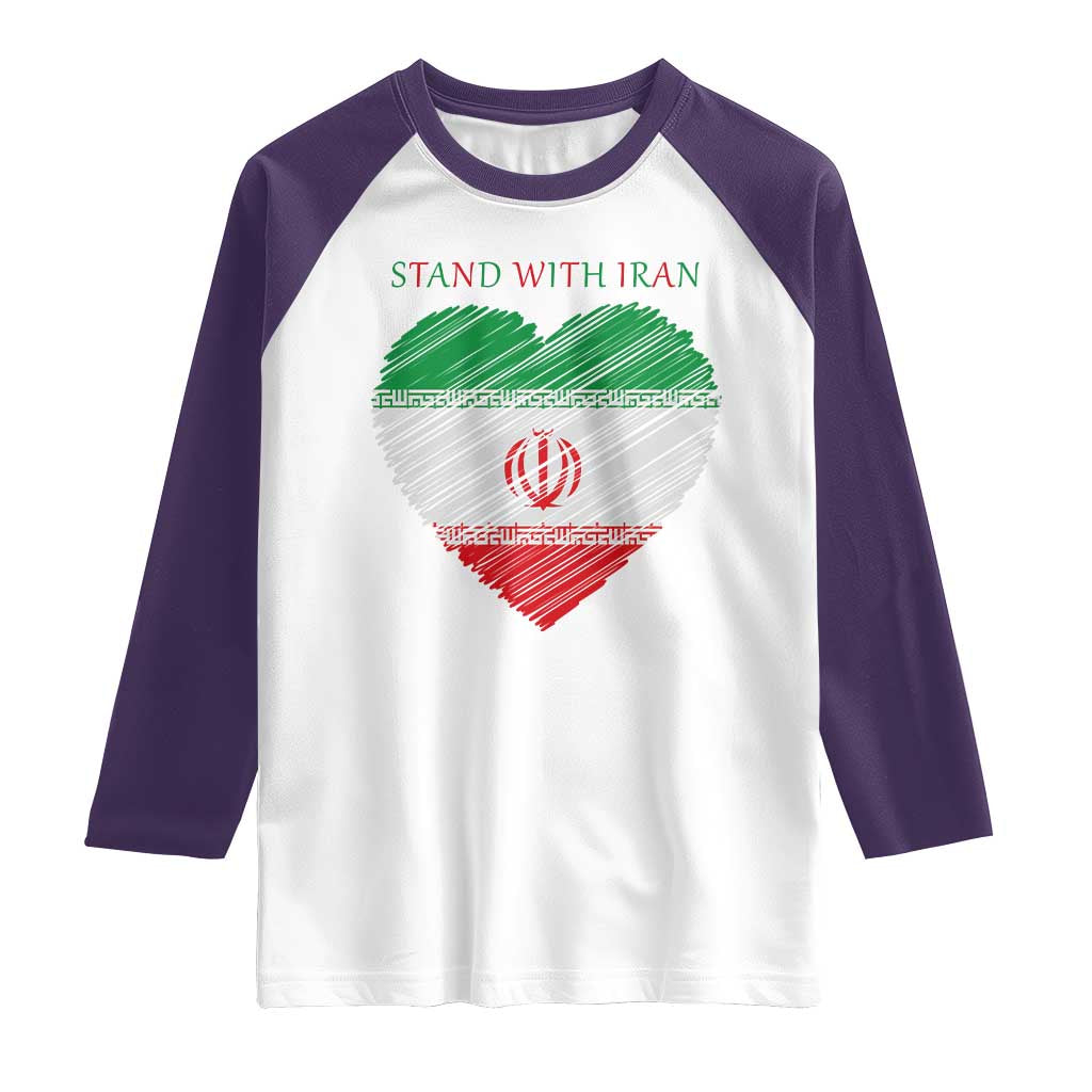 Stand With Iran Raglan Shirt Anti War Political Protest Statement