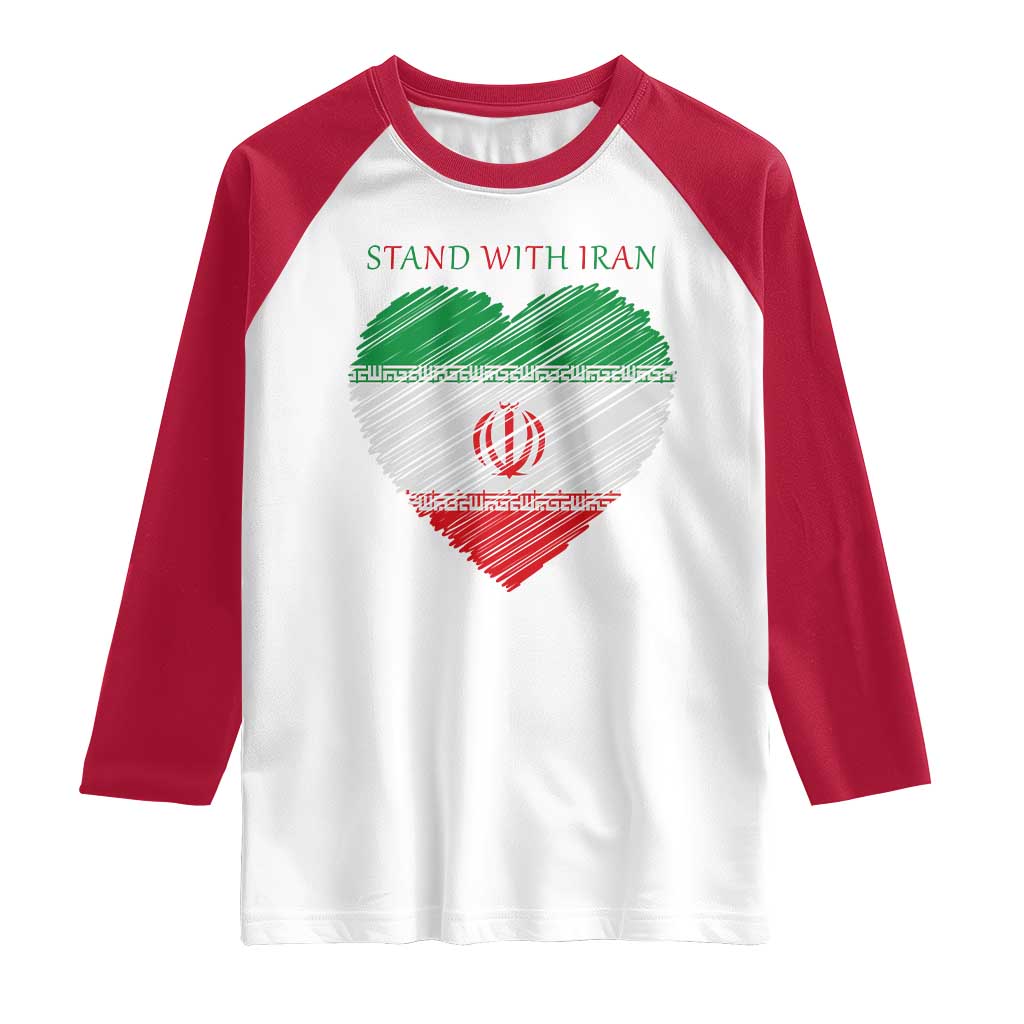 Stand With Iran Raglan Shirt Anti War Political Protest Statement
