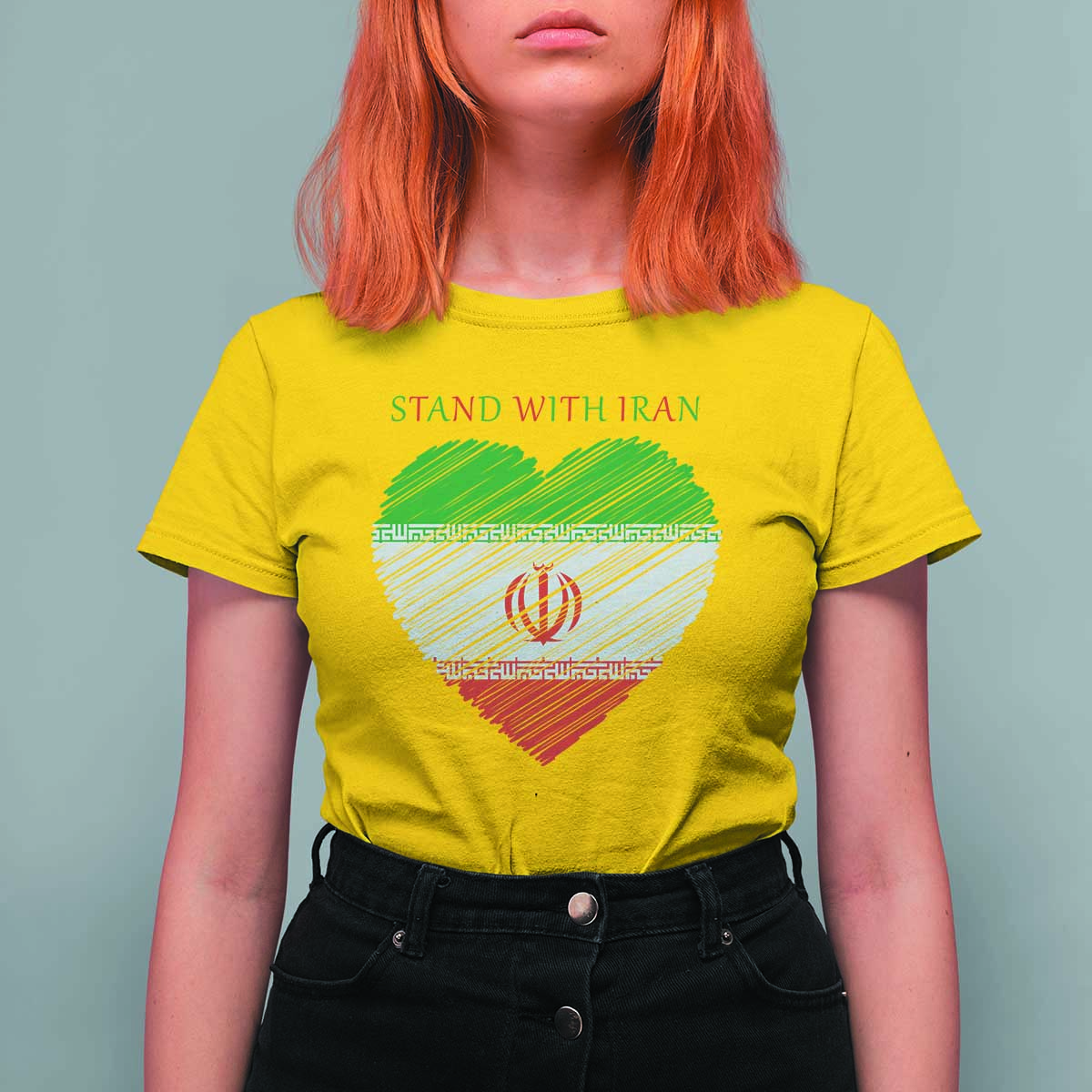 Stand With Iran T Shirt For Women Anti War Political Protest Statement