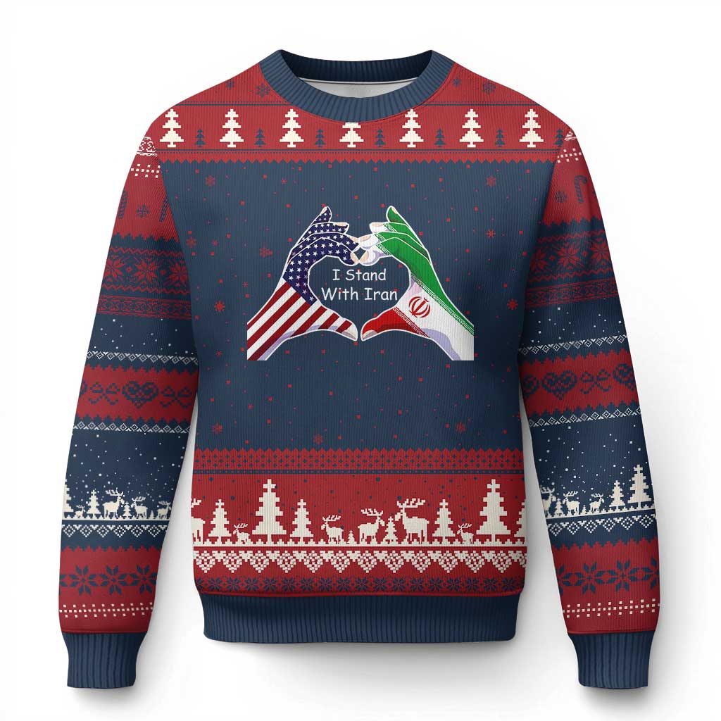 I Stand With Iran Ugly Christmas Sweater Support Iranian People For Peace
