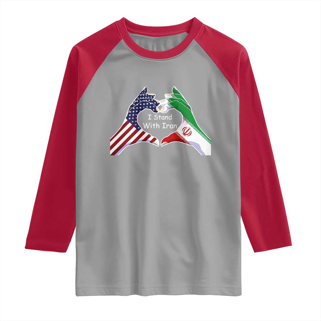 I Stand With Iran Raglan Shirt Support Iranian People For Peace