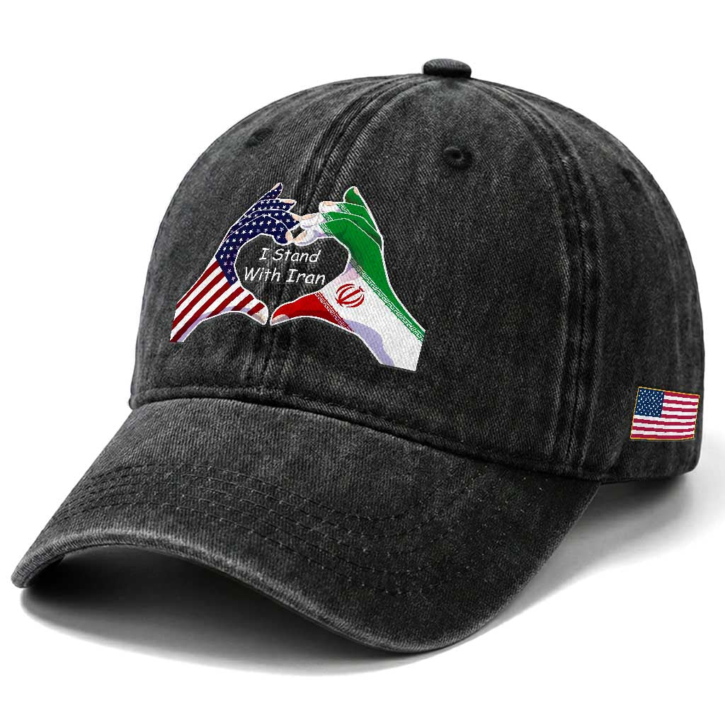 I Stand With Iran Washed Cotton Baseball Cap Support Iranian People For Peace
