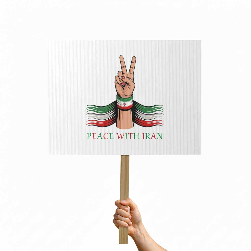 Peace With Iran Protest Sign Support Iranian People For Peace