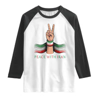 Peace With Iran Raglan Shirt Support Iranian People For Peace