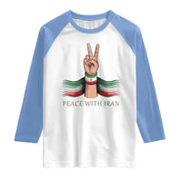 Peace With Iran Raglan Shirt Support Iranian People For Peace