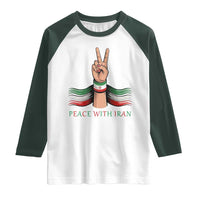 Peace With Iran Raglan Shirt Support Iranian People For Peace